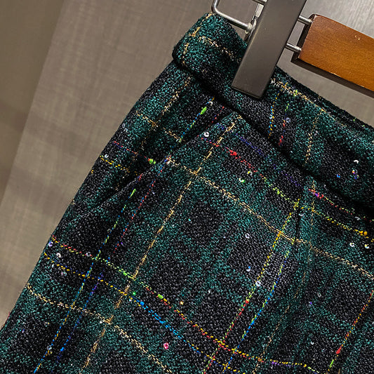 Ladies Style High Class Sense Fried Street Suit Female Plaid Woolen Cloth