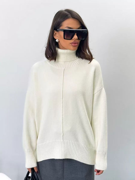 Elegant Warmth Oversized Turtleneck Sweater For Modern Women