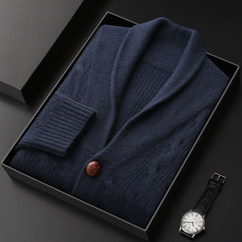 Men's Thickened Coat Twisted Collar Button Fashion Knitwear